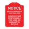 Signmission Bicycle Parking at Your Own Risk Company Not Responsible for Loss or Damage to, A-DES-RW-1824-23537 A-DES-RW-1824-23537 - alternate 1